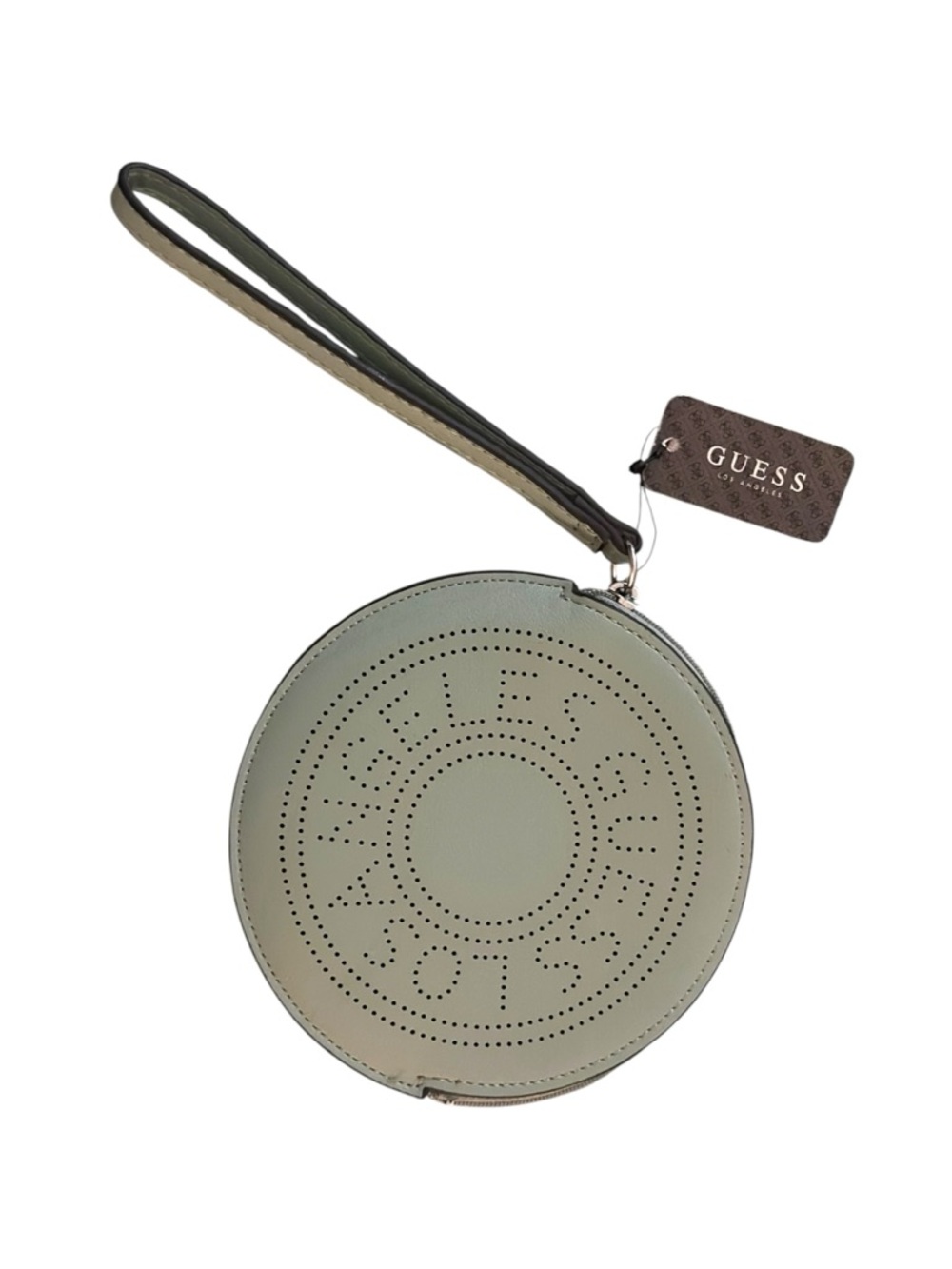 Guess Round Perforated Wristlet - Sage
